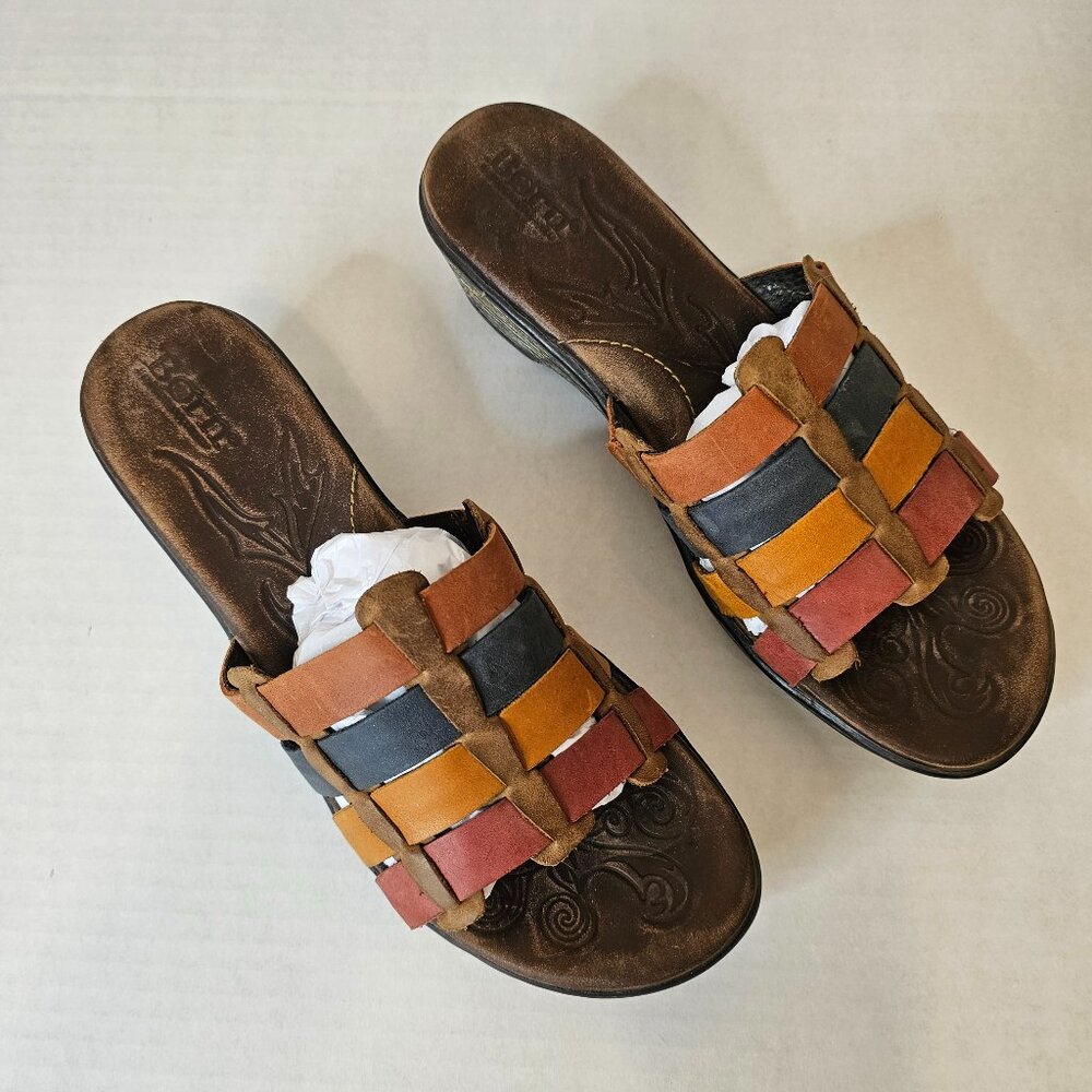 Born size 10 Women's Multi-colored Lattice Slide Sandal